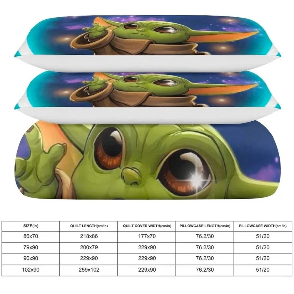 Baby Yoda Galaxy Bedding Duvet Covers Set (4pcs)TWIN 86x70inc